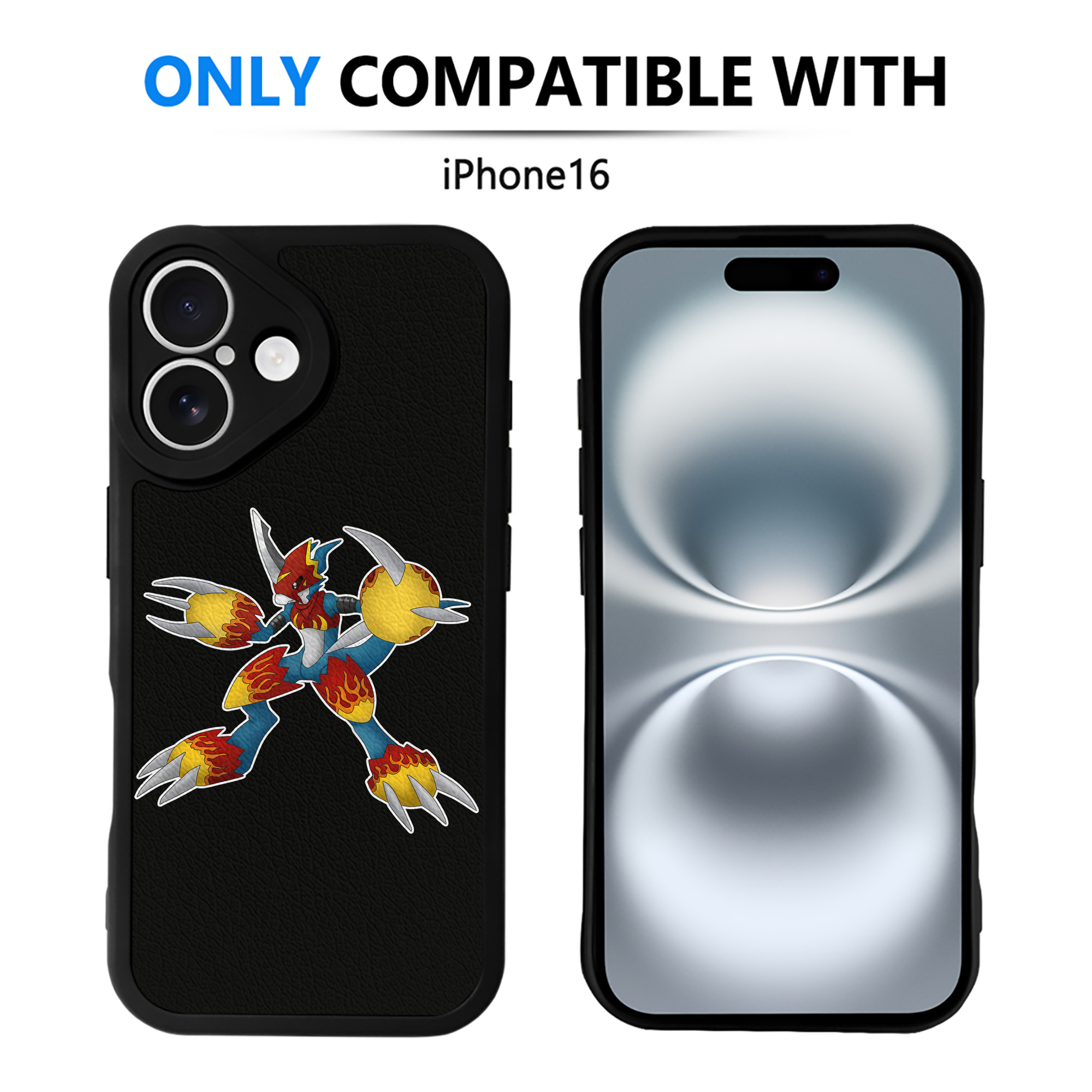 （画像用） Digimon デジタルモンスター/デジモン 【iPhone 16シリーズ対応】シリコンスマホケース（レザー調） 材質：シリコン